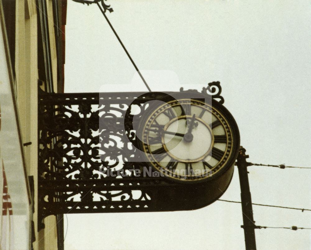 Perry's clock, Angel Row, Nottingham, 1983