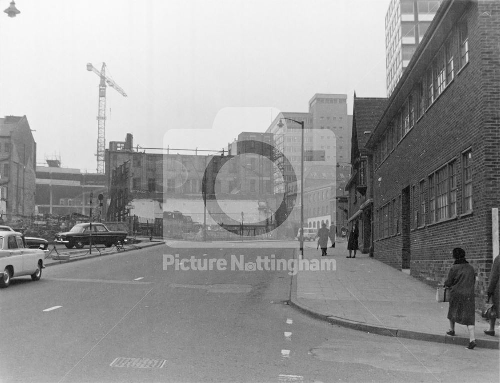 Maid Marian Way Looking North from Castle Gate, Nottingham, 1964