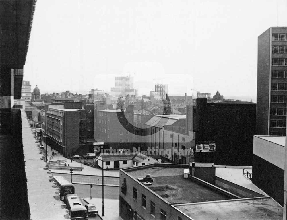 Maid Marian Way from Mount Street, Nottingham, 1971