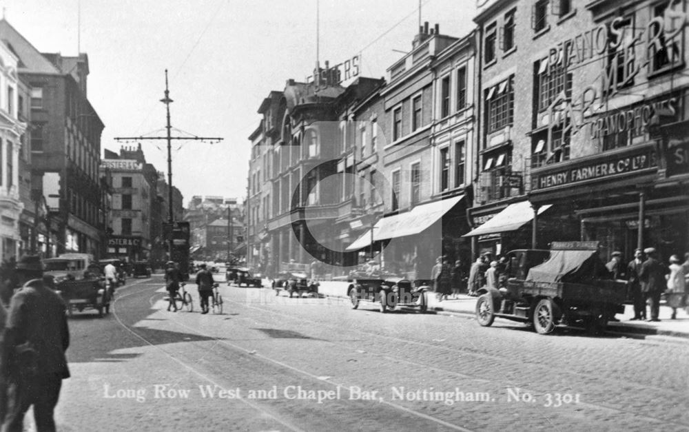 Long Row West and Chapel Bar, Nottingham, c 1910-20s