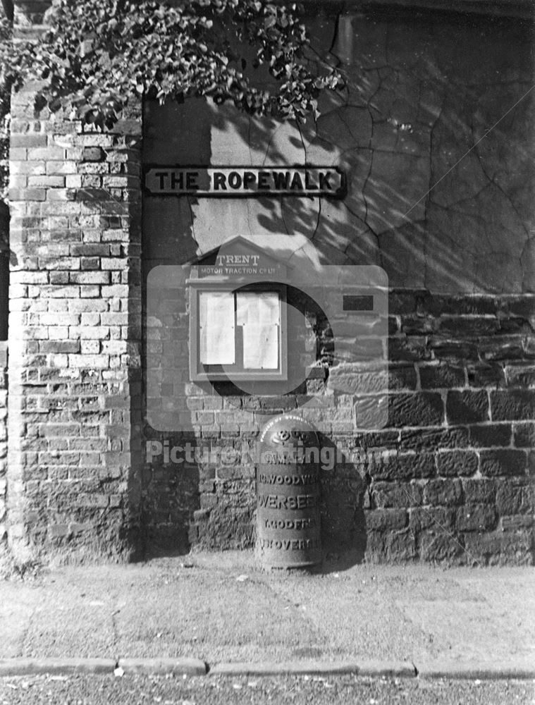 Parish Boundary Marker, Ropewalk, Nottingham, 1958