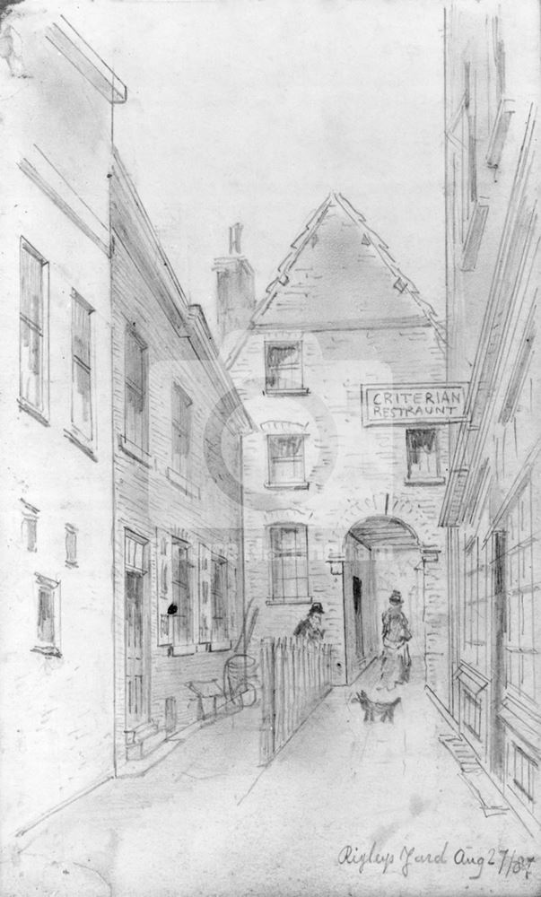 Rigley's Yard, Long Row Central, Nottingham, 1887