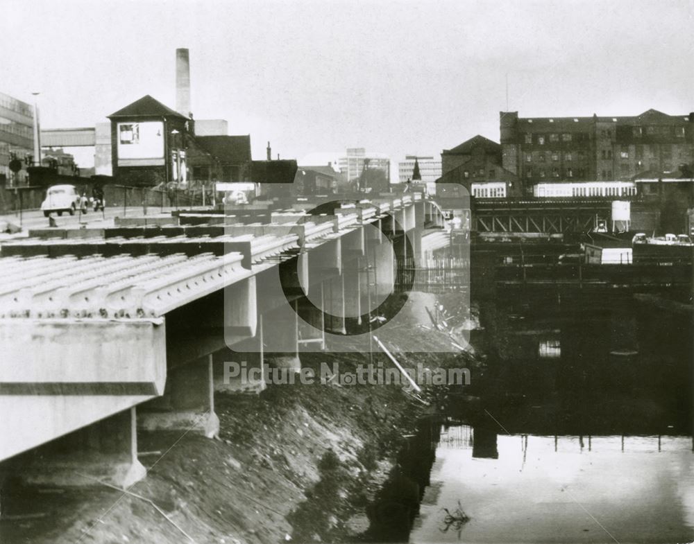 Road widening, London Road bridge, Nottingham, 1965