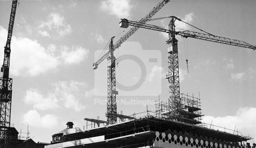 Construction of Buildings on Maid Marian Way, Nottingham, c 1970s-80s