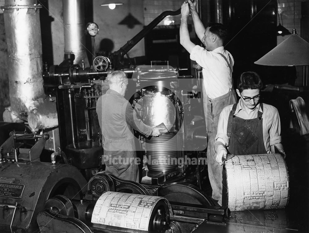 Guardian Journal Casting Curved Lead Plates, Nottingham, c 1961