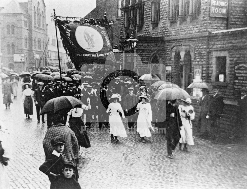 Baptist Sunday School procession, Quarry Road, Bulwell, Nottingham, c 1900s