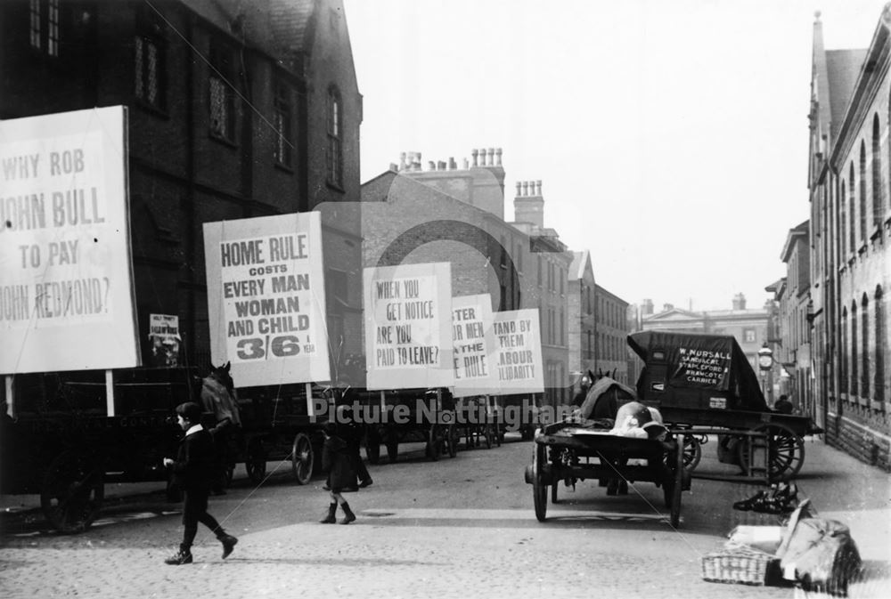 Home Rule Demonstration, North Church Street, Nottingham, c 1910s