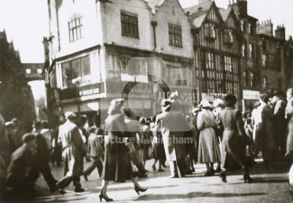 Wheeler Gate towards Hounds Gate, Nottingham, 1952