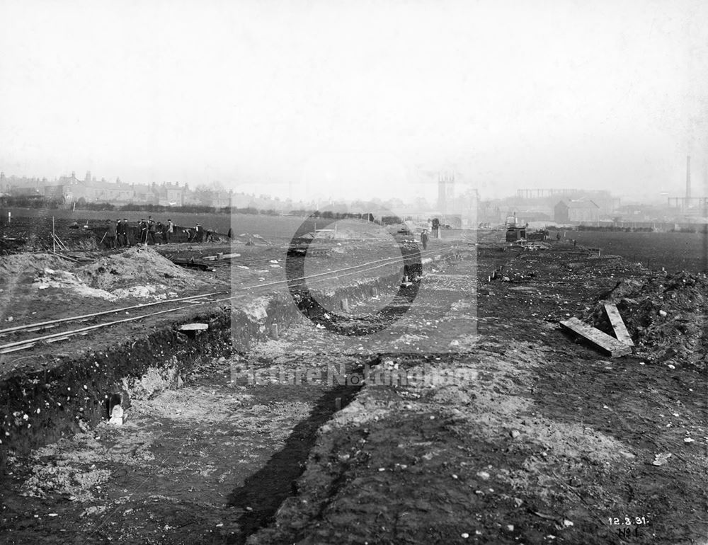 Development of Western Boulevard (ring road), Whitemoor, Nottingham, 1931