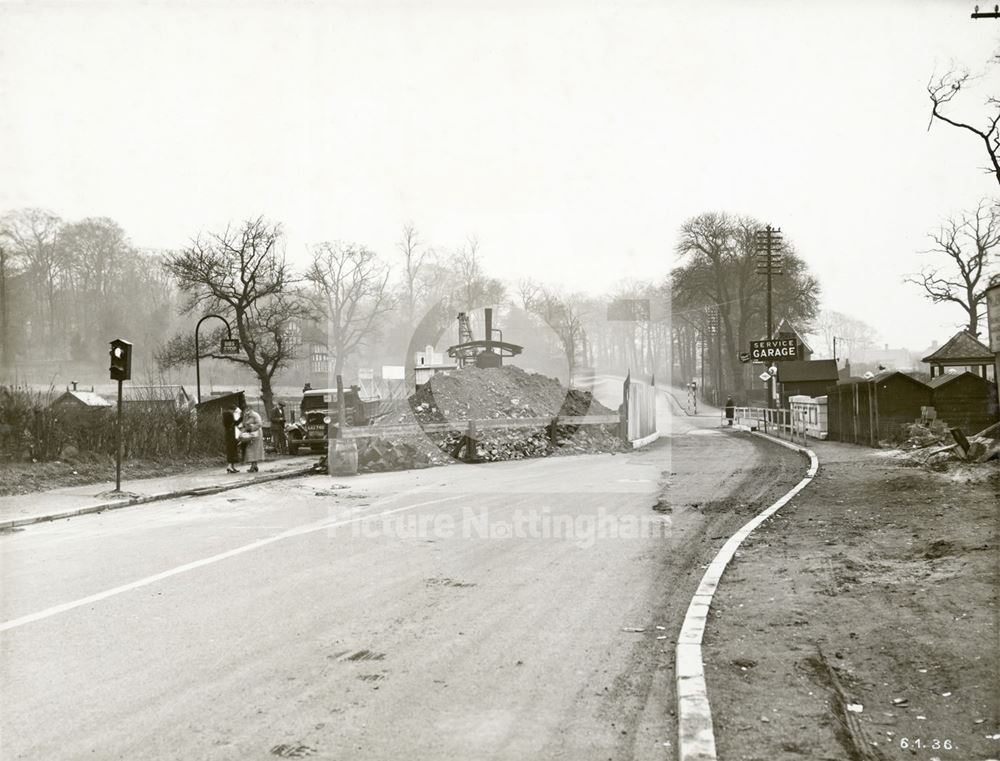 Tottle Brook Bridge widening, Derby Road, Lenton Abbey, Nottingham, 1936