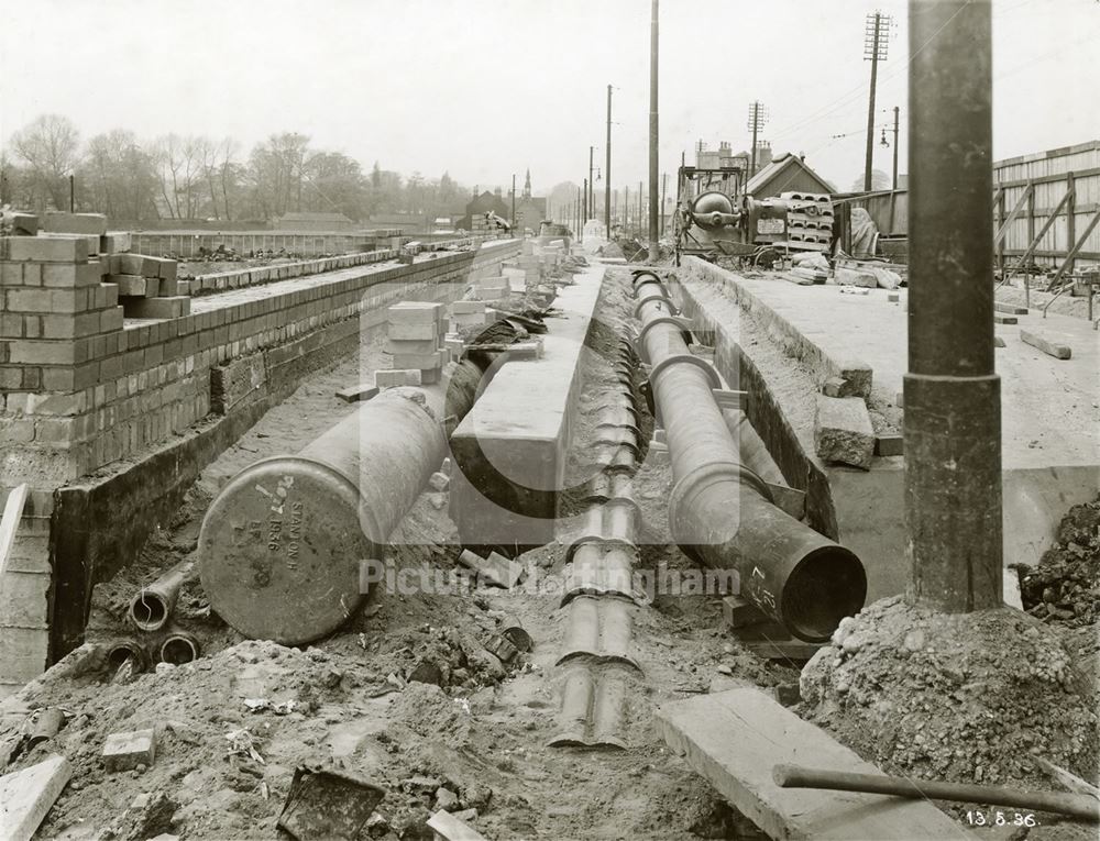 The LMS Railway Bridge during widening, Wollaton Road, Nottingham, 1936