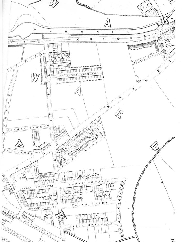 Salmons Map of 1861, Wright Street,  Meadows, Nottingham, 1861