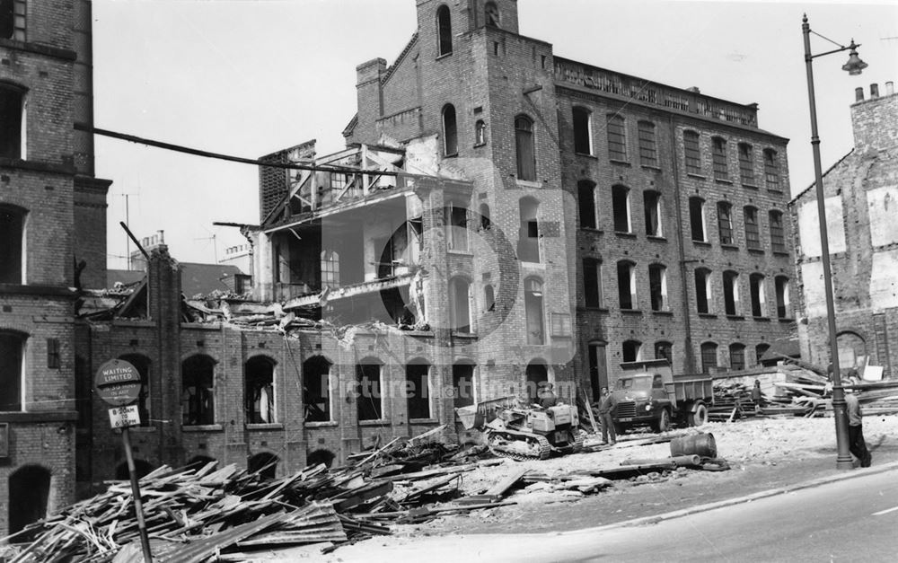 Demolition of Cutts Factory, North Sherwood Street, Nottingham, 1963