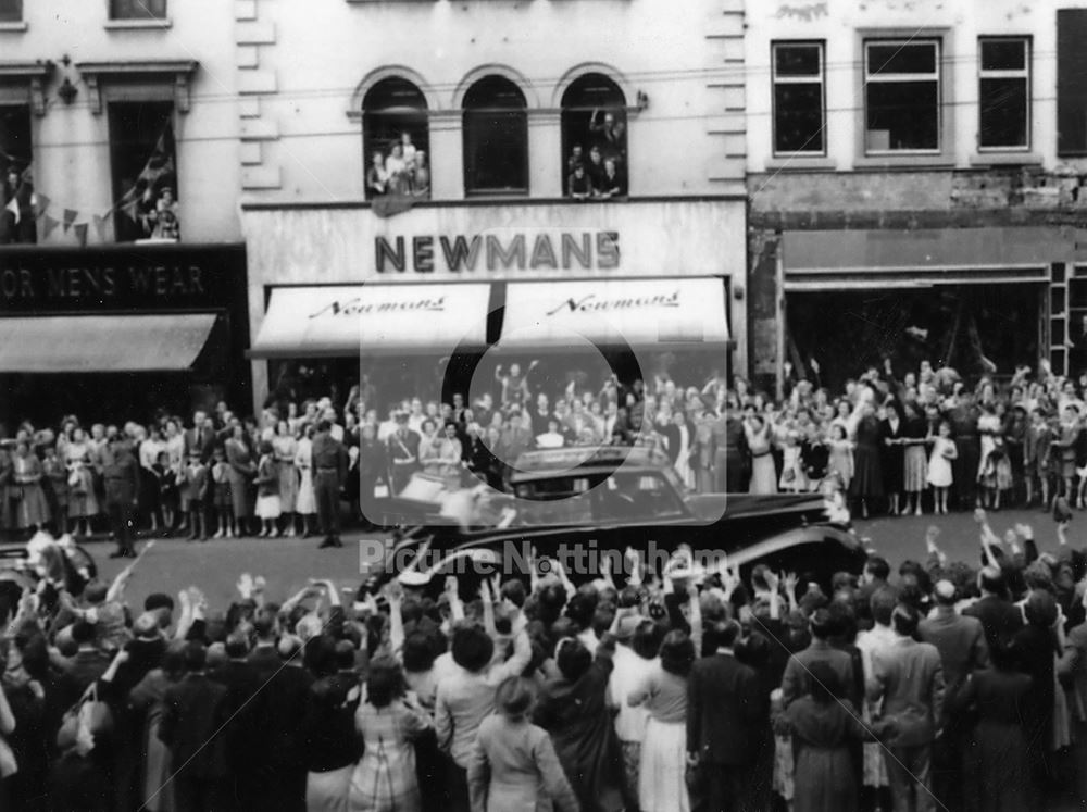 Royal Visit, Albert Street, Nottingham, 1955