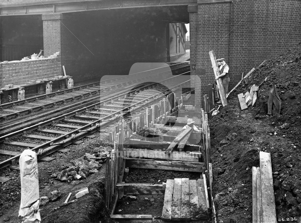 The LMS Railway Bridge widening, Wollaton Road, Radford, Nottingham, 1936