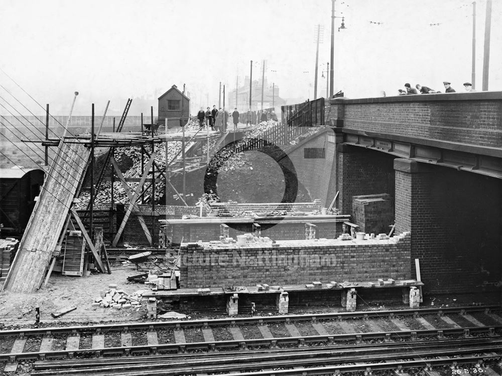 The LMS Railway Bridge widening, Wollaton Road, Radford, Nottingham, 1936