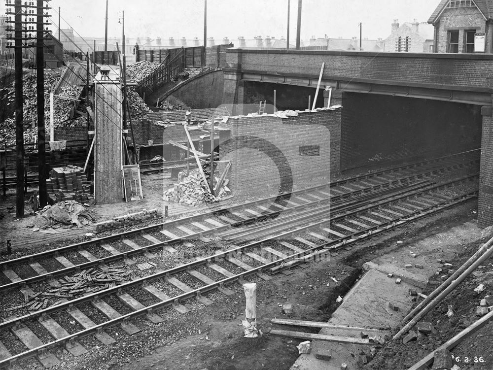 The LMS Railway Bridge widening, Wollaton Road, Radford, Nottingham, 1936