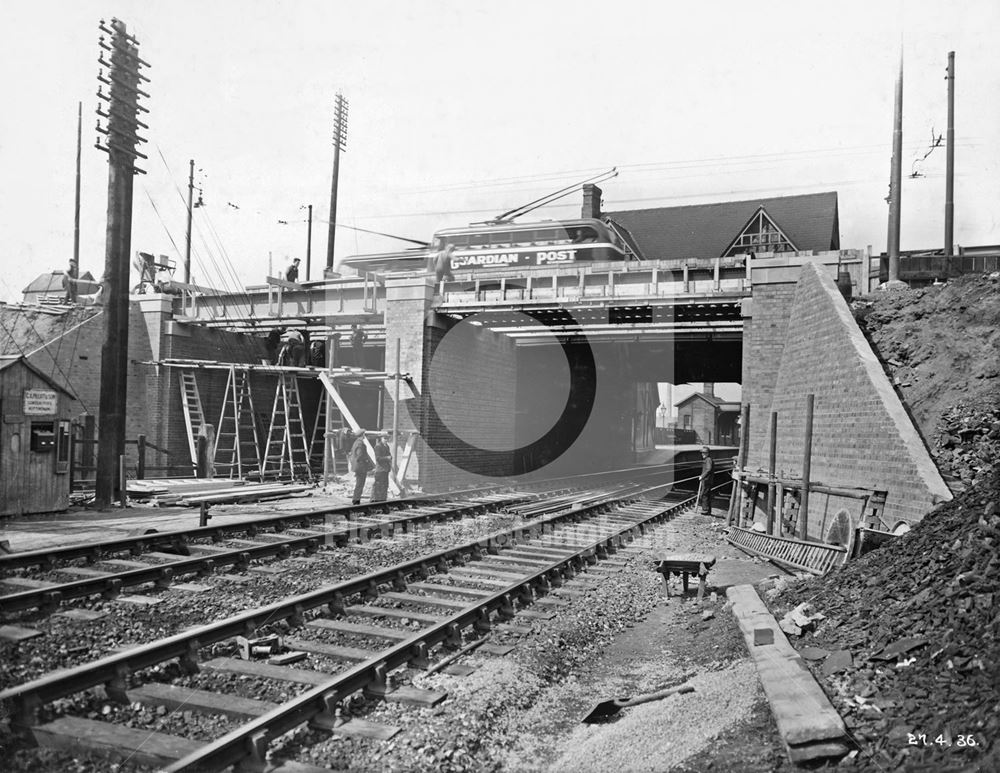 The LMS Railway Bridge widening, Wollaton Road, Radford, Nottingham, 1936