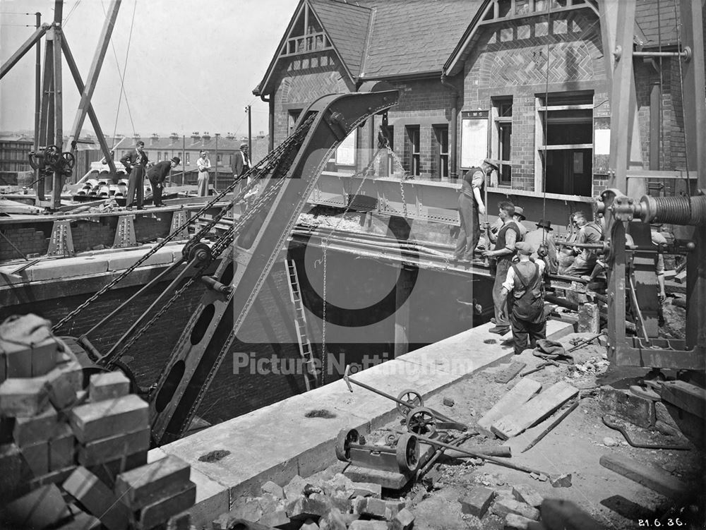 The LMS Railway Bridge widening, Wollaton Road, Radford, Nottingham, 1936