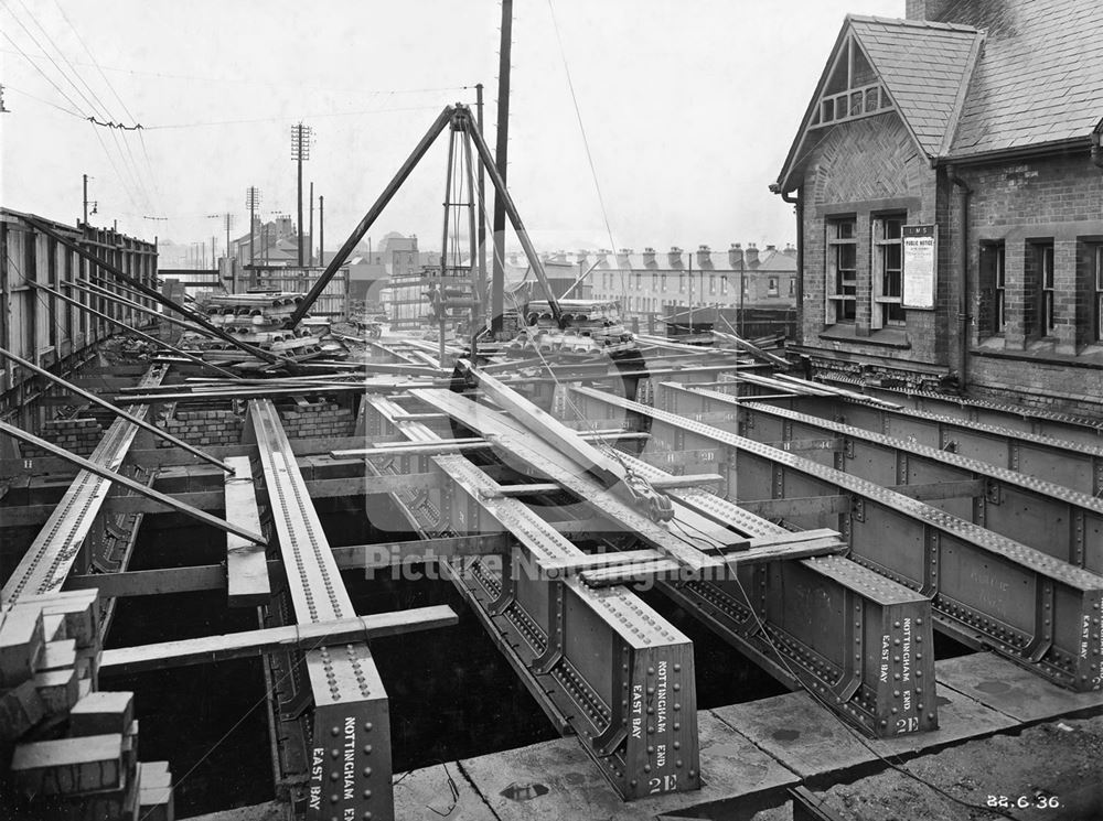 The LMS Railway Bridge widening, Wollaton Road, Radford, Nottingham, 1936