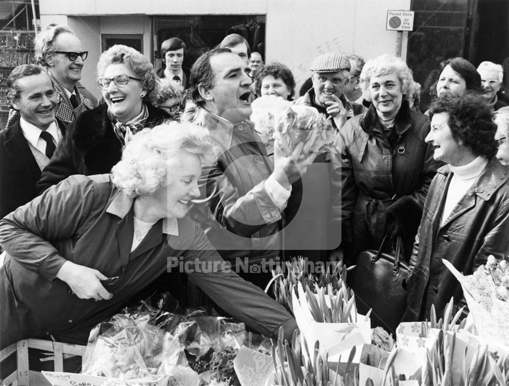 Billy Dainty selling a Cauliflower, Market Place, Bulwell, 1980s