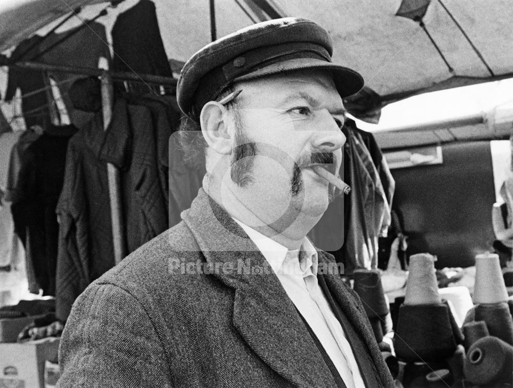 Harry Bartlett, Stallholder at Bulwell Market, Market Place, Bulwell, 1974