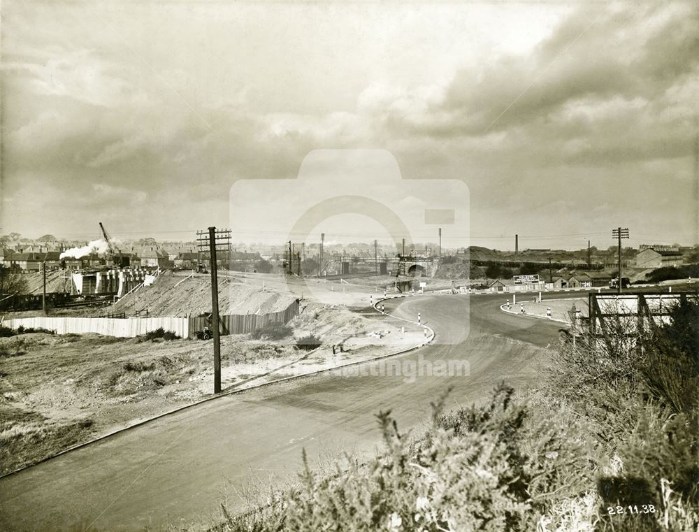 Moor Bridge construction, Bulwell, Nottingham, 1938