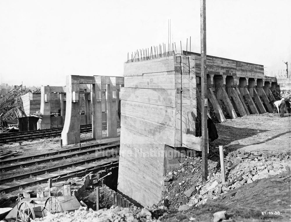 Moor Bridge construction, Bulwell, Nottingham, 1938