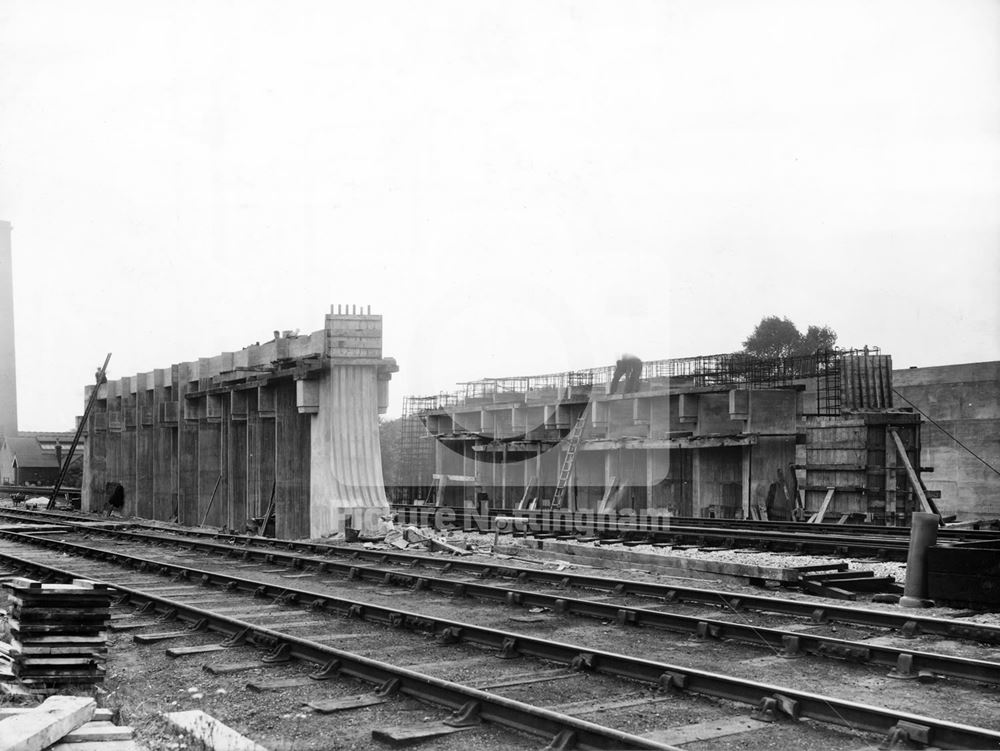 Moor Bridge construction, Bulwell, Nottingham, 1938