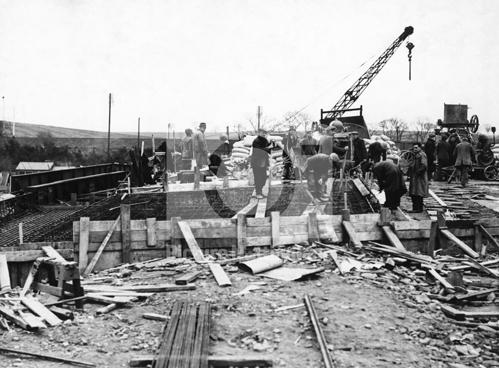 Moor Bridge construction, Bulwell, Nottingham, 1938