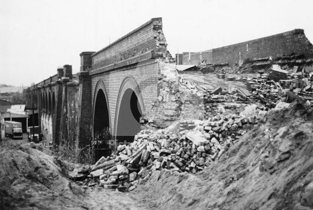 Demolition of Great Central Viaduct, Hucknall Lane, Bulwell, Nottingham, 1981