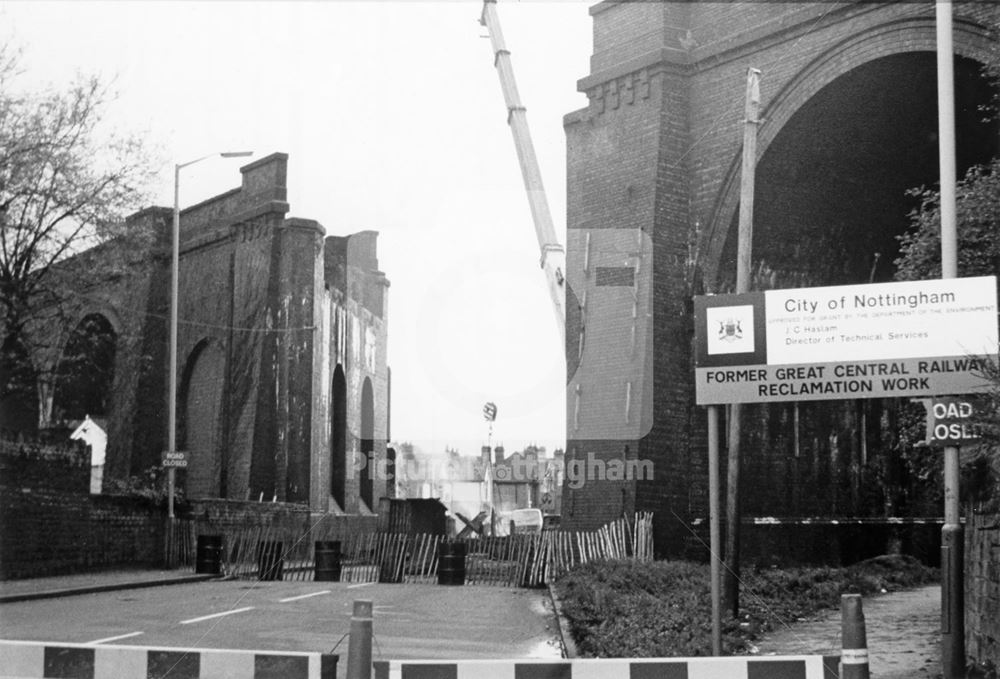 Demolition of Great Central Viaduct, Hucknall Lane, Bulwell, Nottingham, 1981