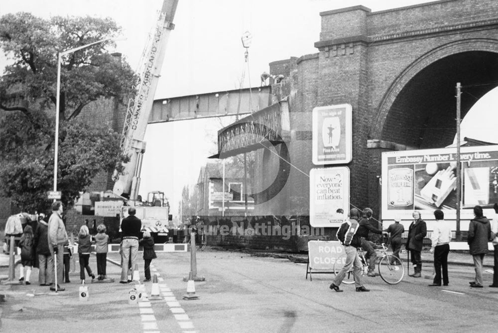 Demolition of Great Central Viaduct, Hucknall Lane, Bulwell, Nottingham, 1981