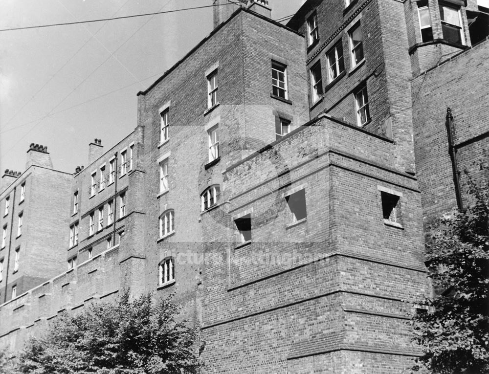 County Gaol, Shire Hall, from Cliff Road, Lace Market, Nottingham, 1963