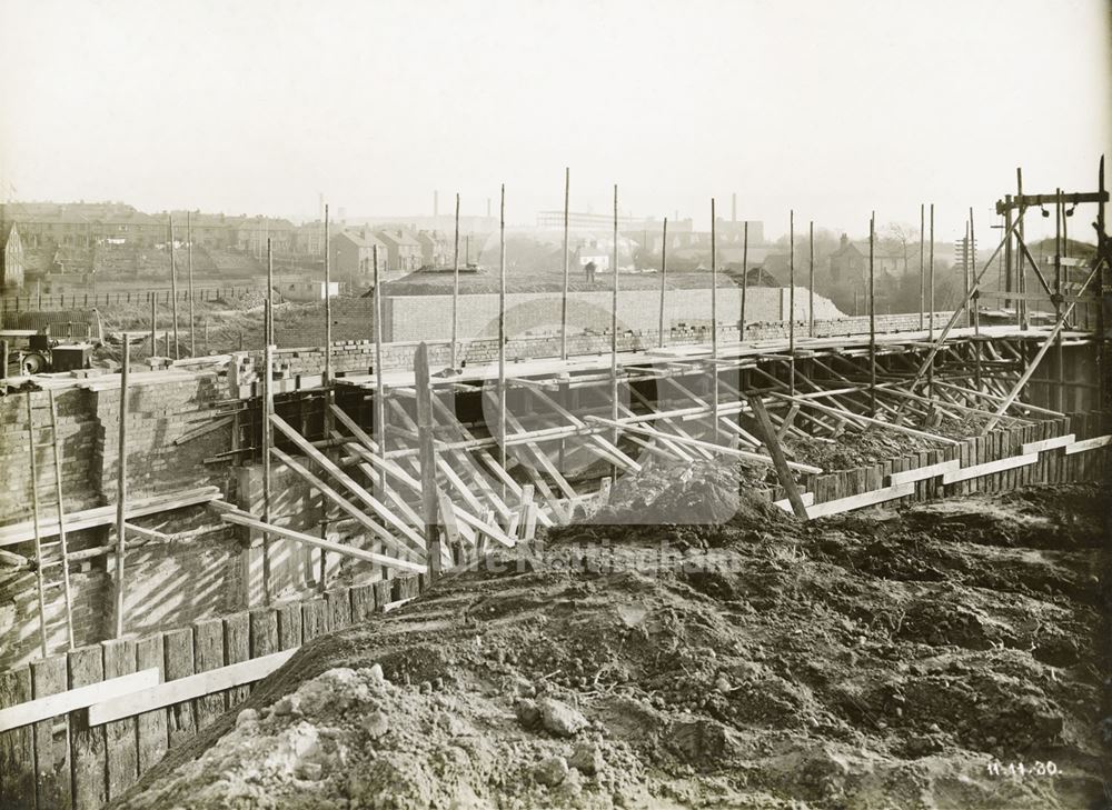 Construction of new road and bridge over LMS railway, Bobbers Mill, Nottingham, 1930