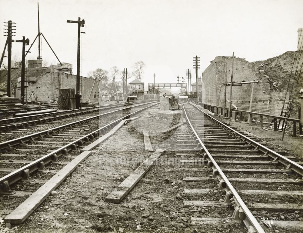 Construction of new road and bridge over LMS railway, Bobbers Mill, Nottingham, 1931