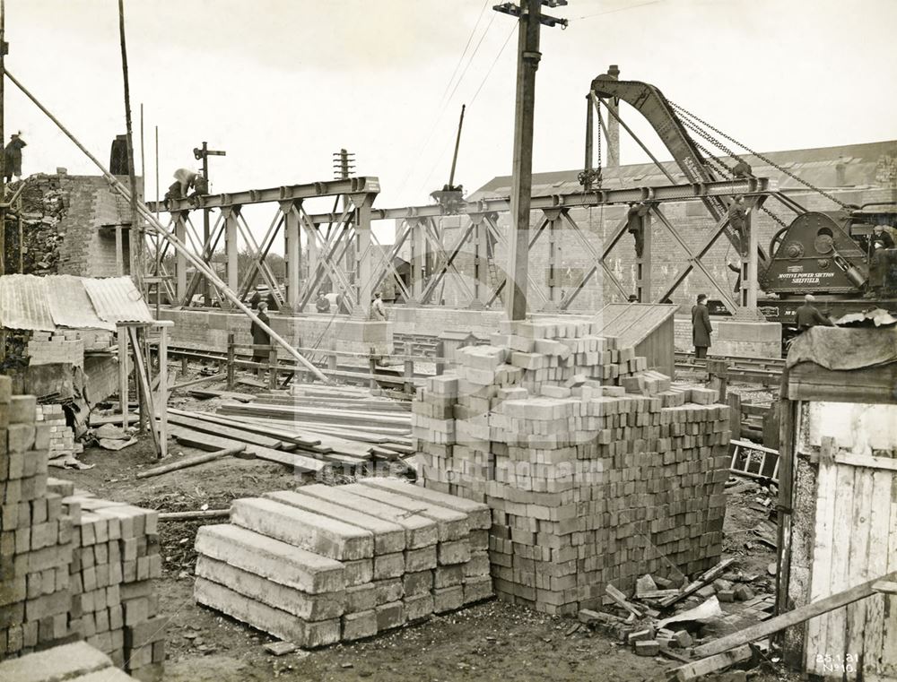 Construction of new road and bridge over LMS railway, Bobbers Mill, Nottingham, 1931