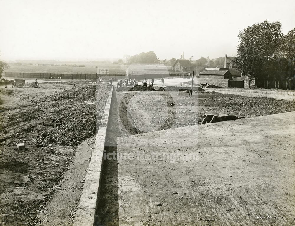 Construction of new road and bridge over LMS railway, Bobbers Mill, Nottingham, 1931