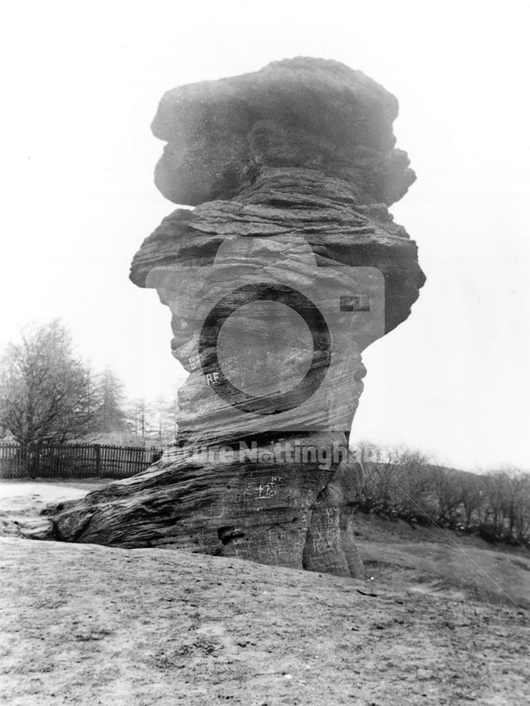 Hemlock Stone, near summit of Stapleford Hill, Bramcote, c 1900