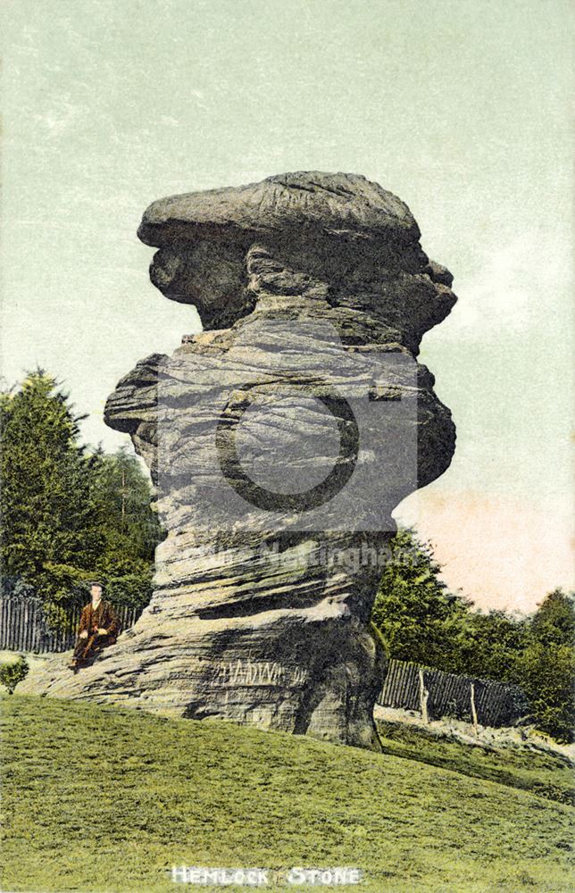 Hemlock Stone, near summit of Stapleford Hill, Bramcote, 1905