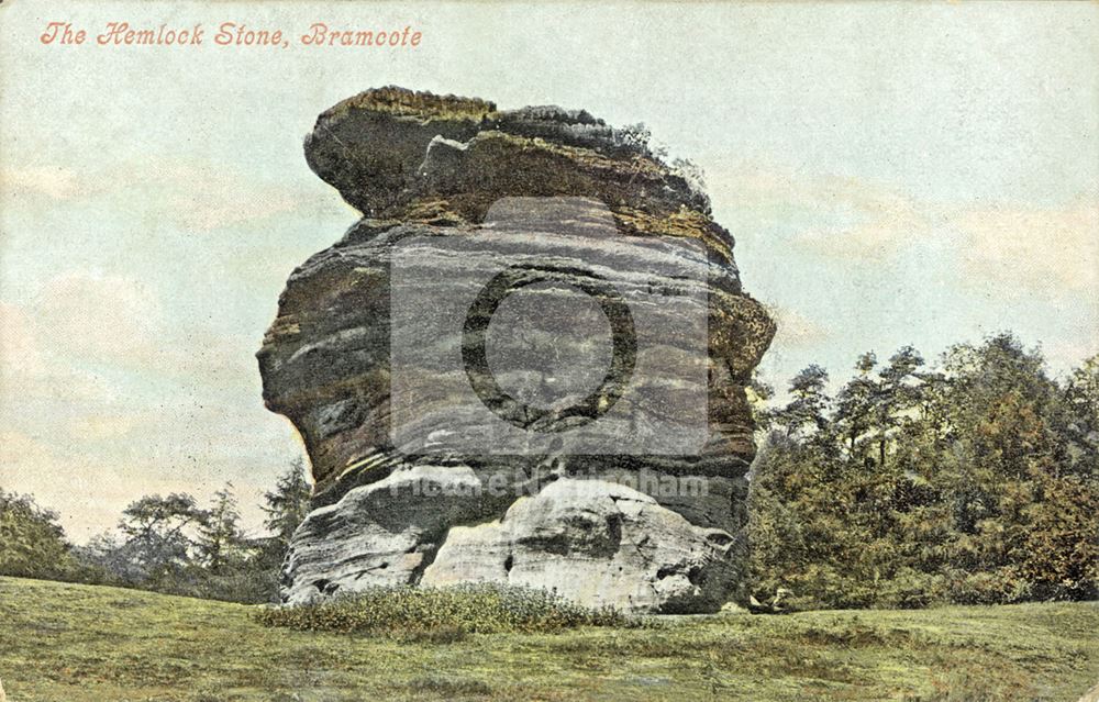 Hemlock Stone, near summit of Stapleford Hill, Bramcote, 1905