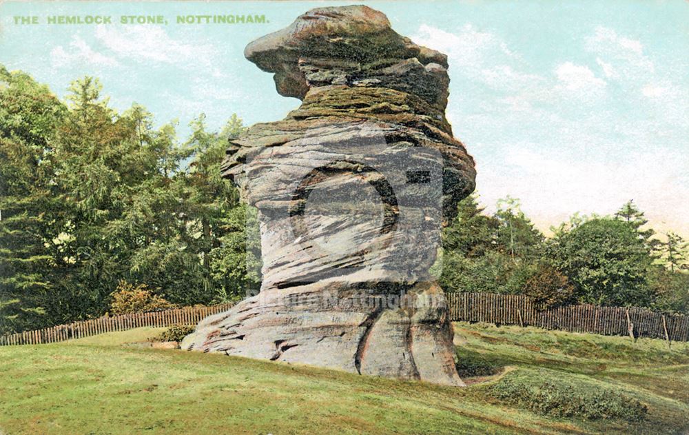 Hemlock Stone, near summit of Stapleford Hill, Bramcote, 1900