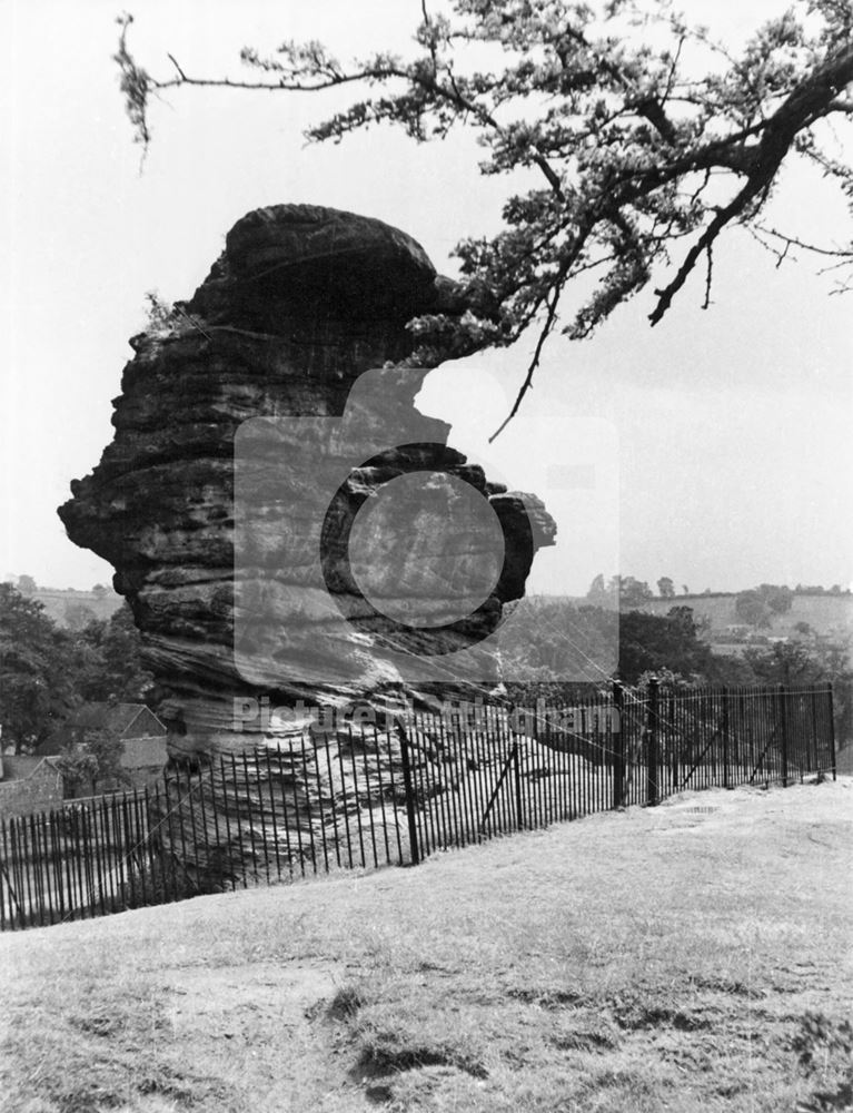 Hemlock Stone, near summit of Stapleford Hill, Bramcote, 1956