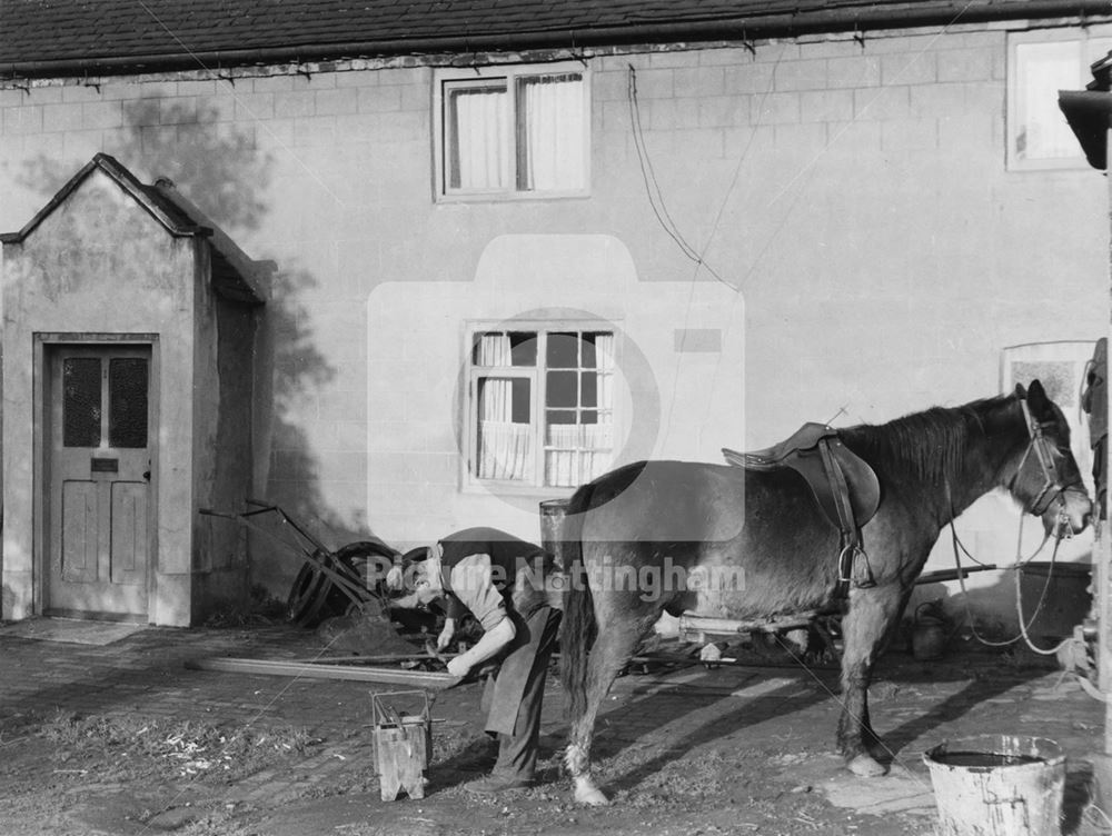 Village Blacksmith, Robert Mellor, at Work, Bramcote, c 1952