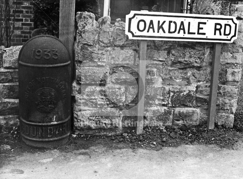 City Boundary Marker, Oakdale Road, Bakersfields, Nottingham, 1975