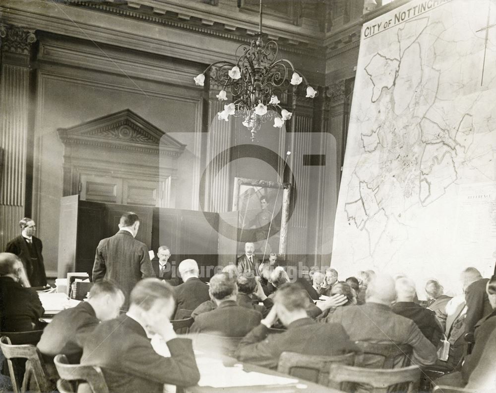 City of Nottingham boundary extension enquiry, The Guildhall, Burton Street, Nottingham, 1920