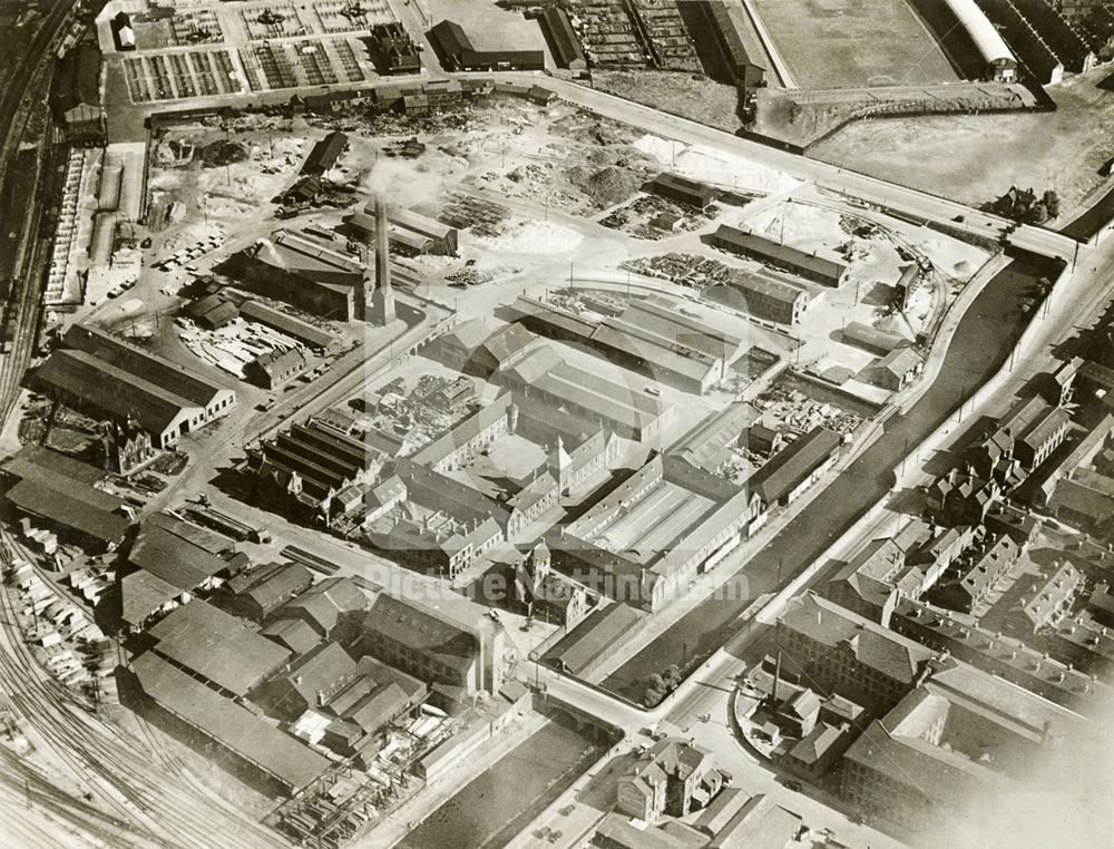 Aerial view, Eastcroft, London Road, Nottingham, 1934