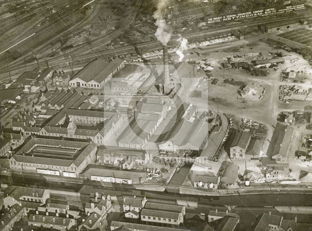 Aerial view, Eastcroft, London Road, Nottingham, 1927