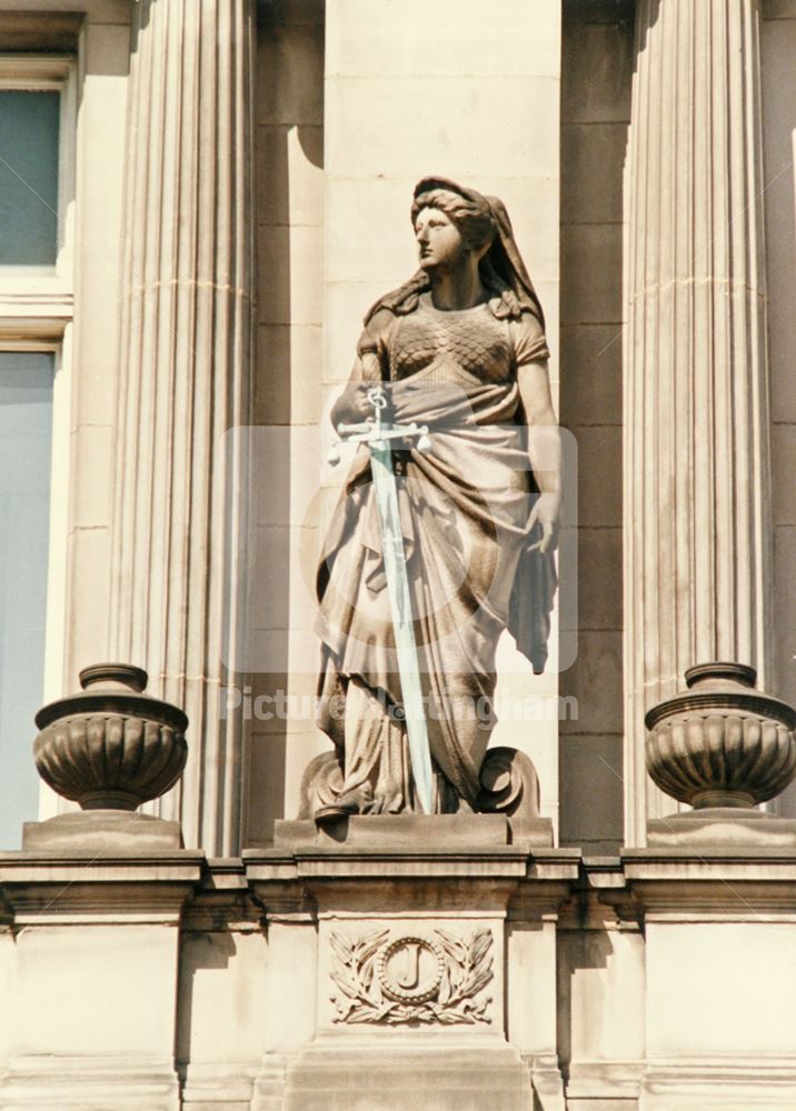 Statue of Justice, The Guildhall, Burton Street, Nottingham, 1986