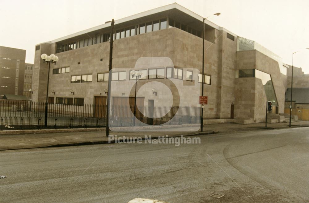 Rear aspect, Crown Court, Canal Street, Nottingham, 1987